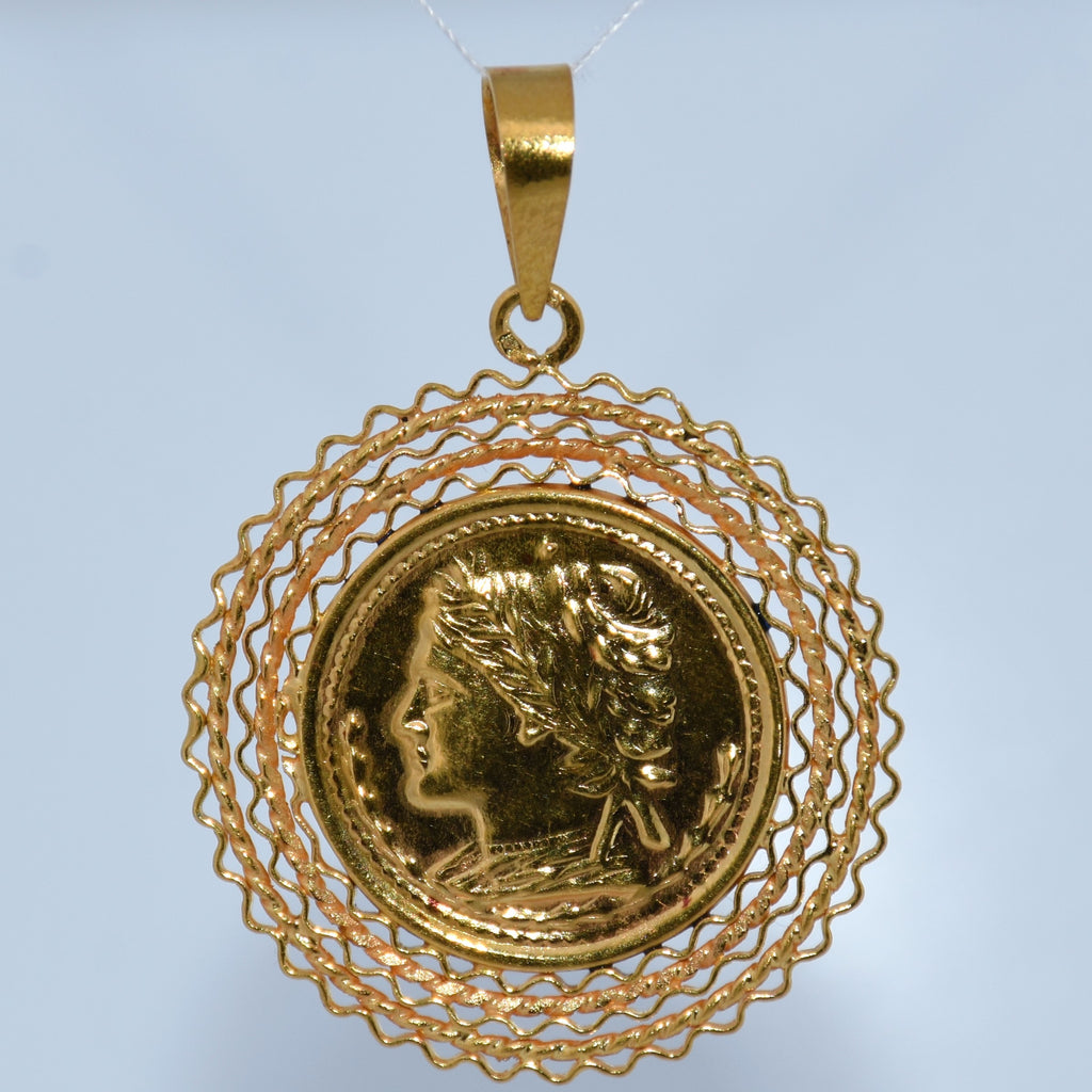 19.2K Portuguese Gold | Antique Gold Coin Replica Pendant