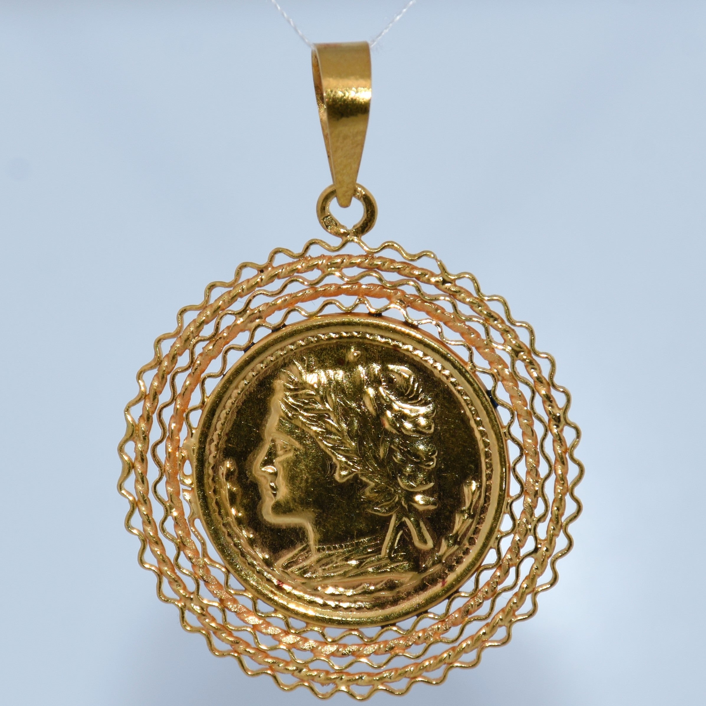 19.2K Portuguese Gold | Antique Gold Coin Replica Pendant