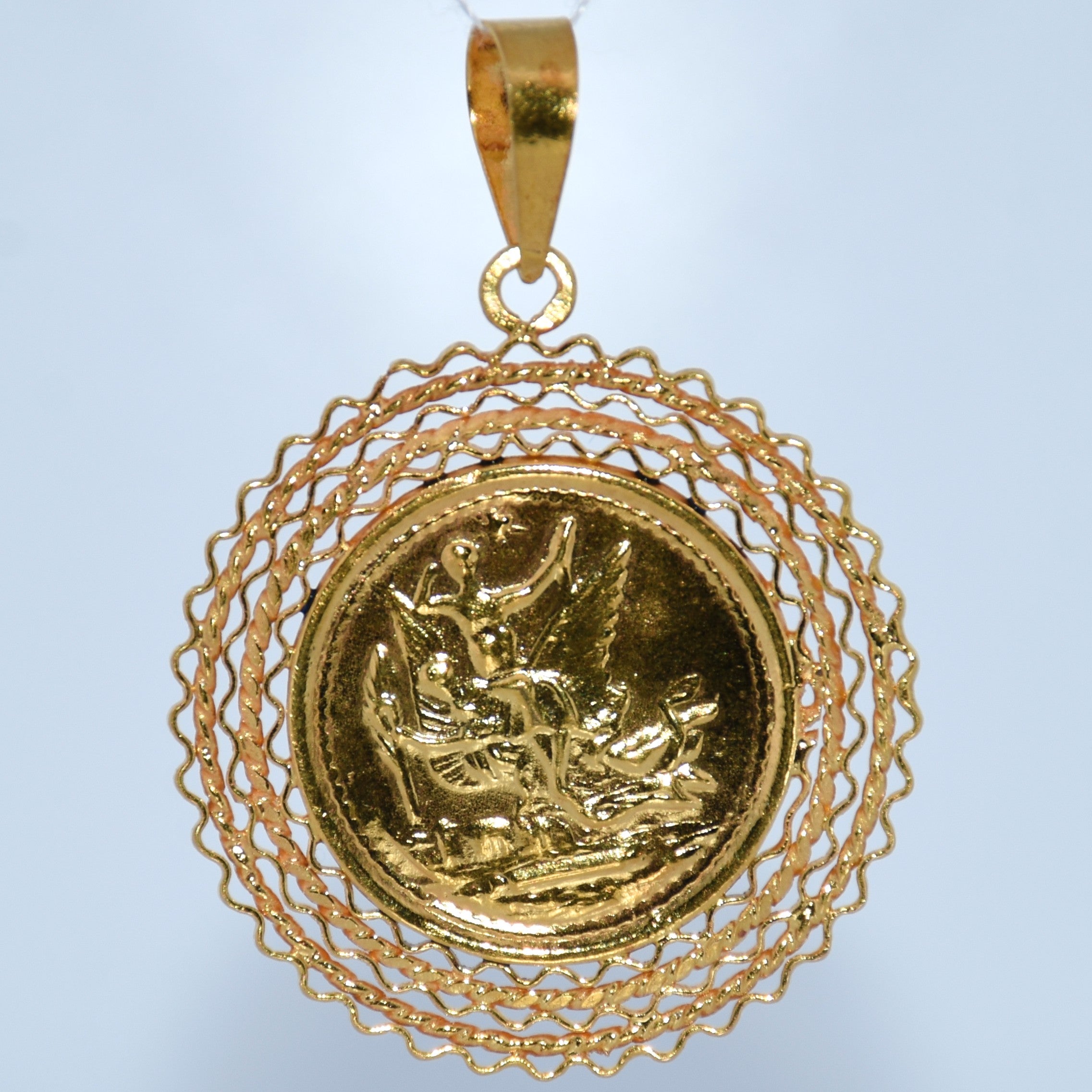 19.2K Portuguese Gold | Antique Gold Coin Replica Pendant