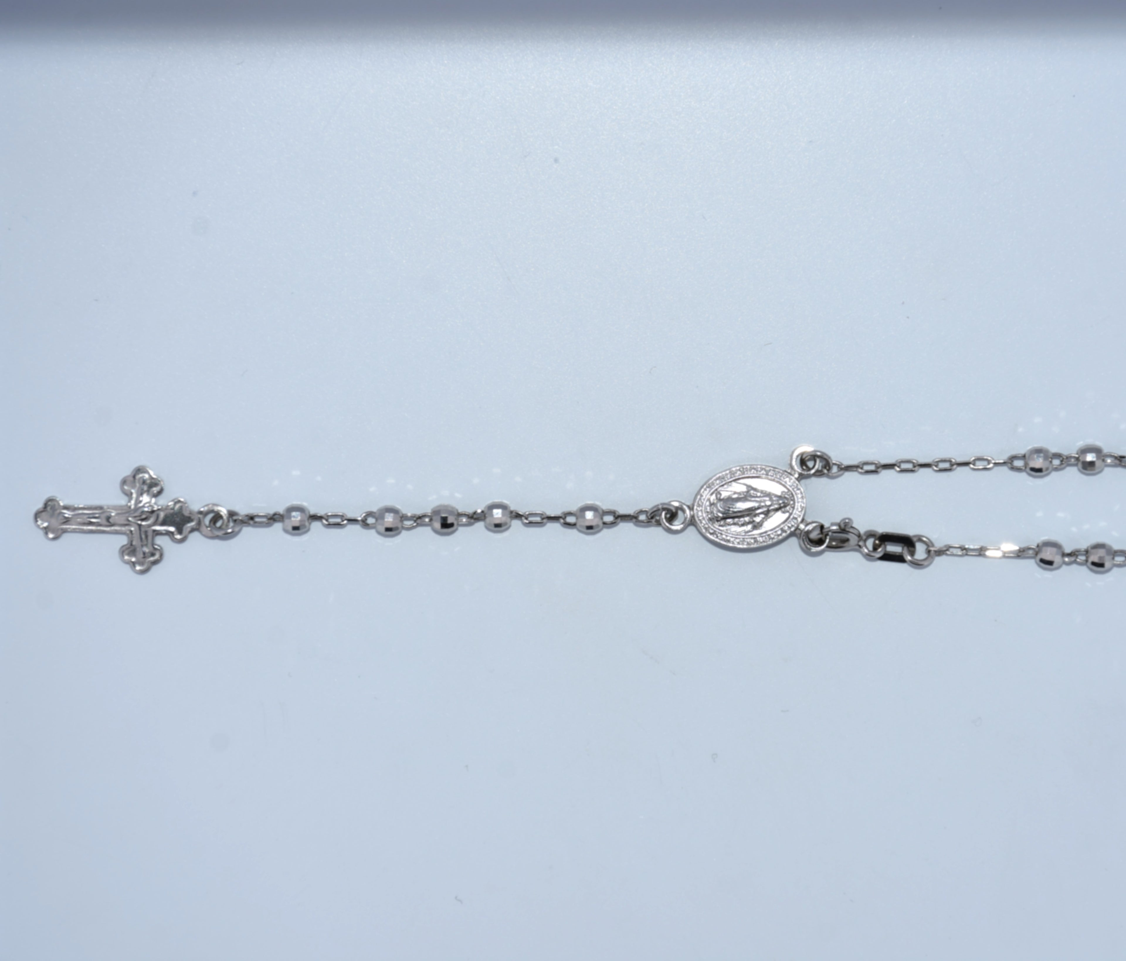 14K Gold | WG Rosary Necklace 16in