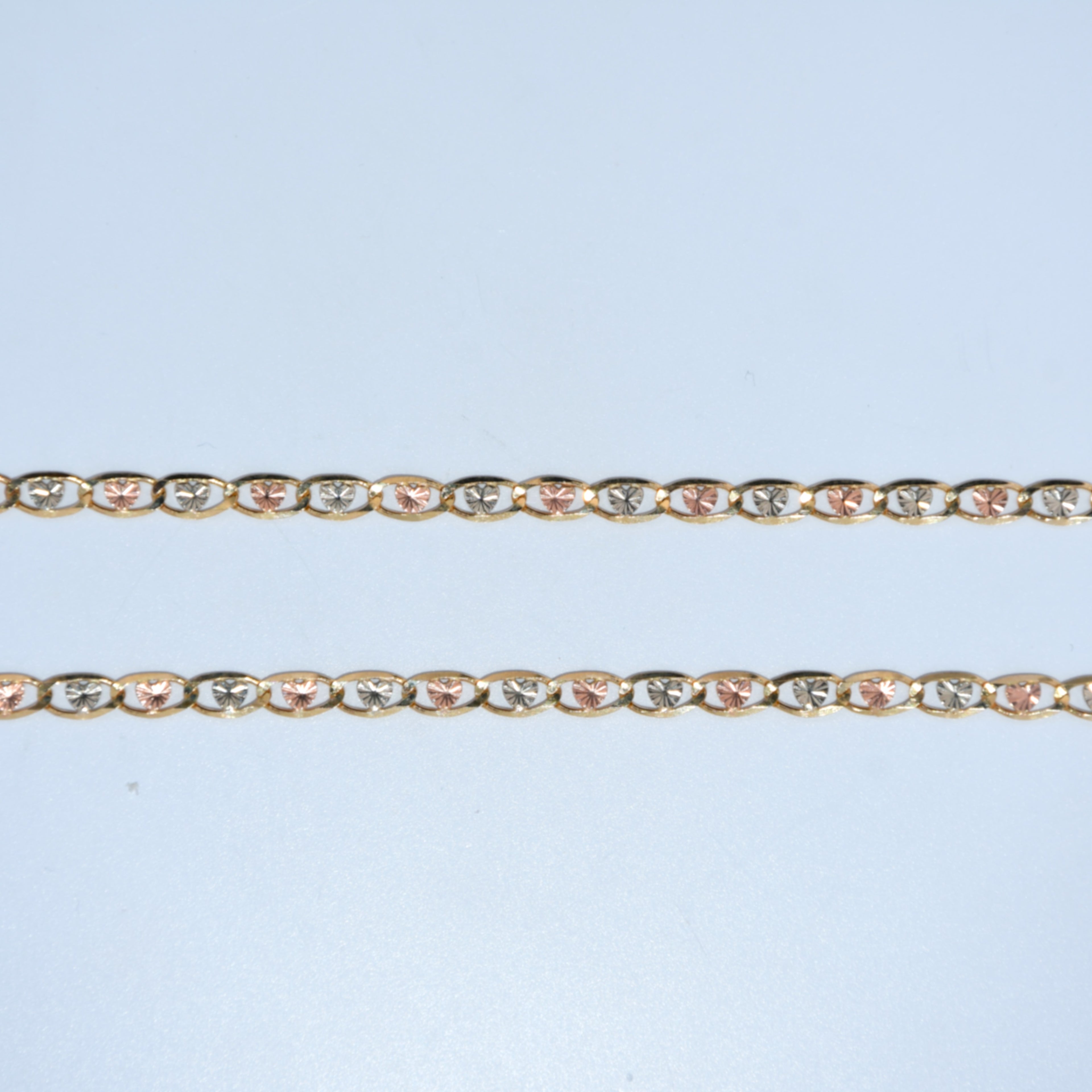 14K Gold | Tricolor Heart Necklace 18in