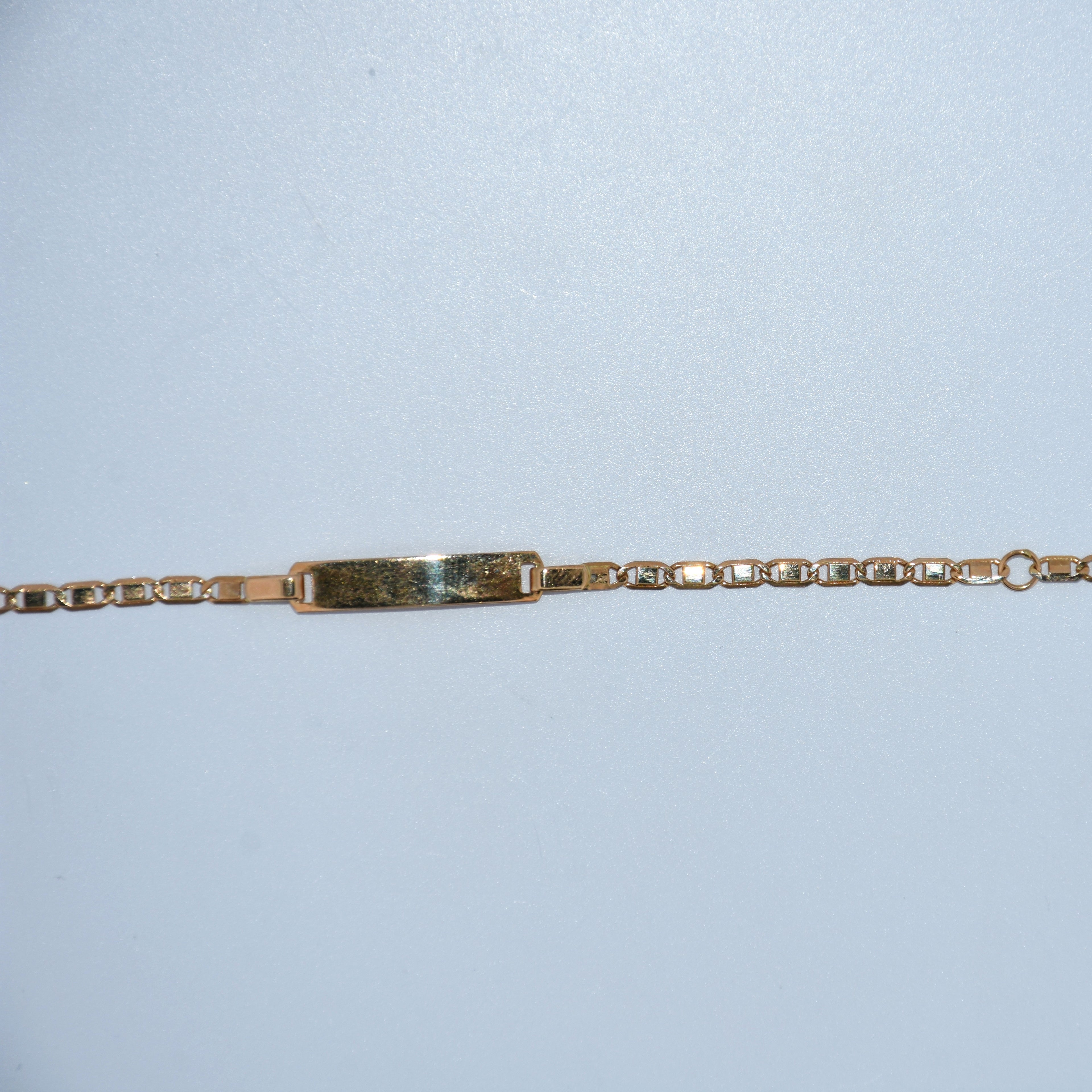 19.2K Portuguese Gold | Kids Flat Link ID Bracelet 5.5" With Adjustable Links