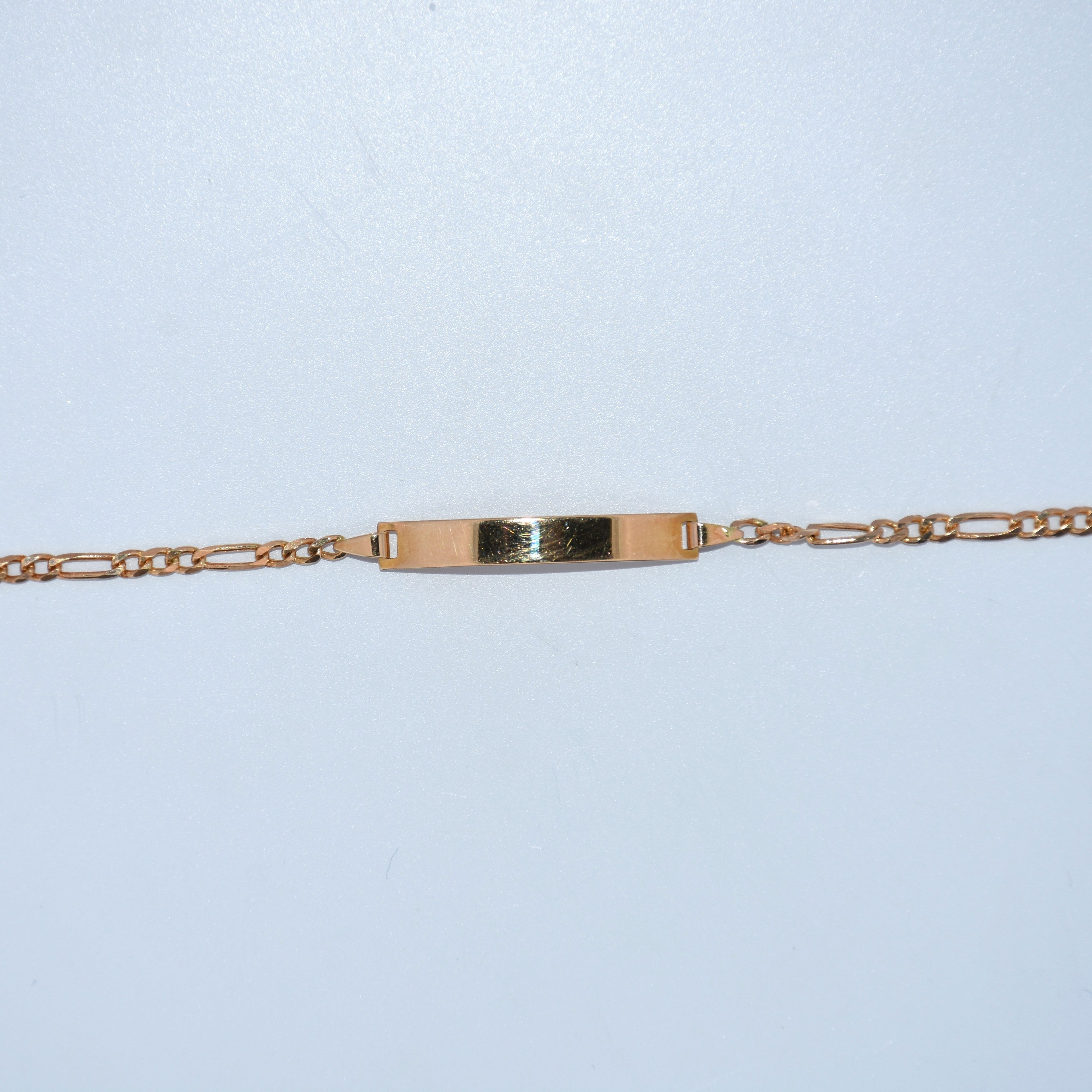 19.2K Portuguese Gold | Kids ID Figaro Bracelet 6" With Adjustable Links
