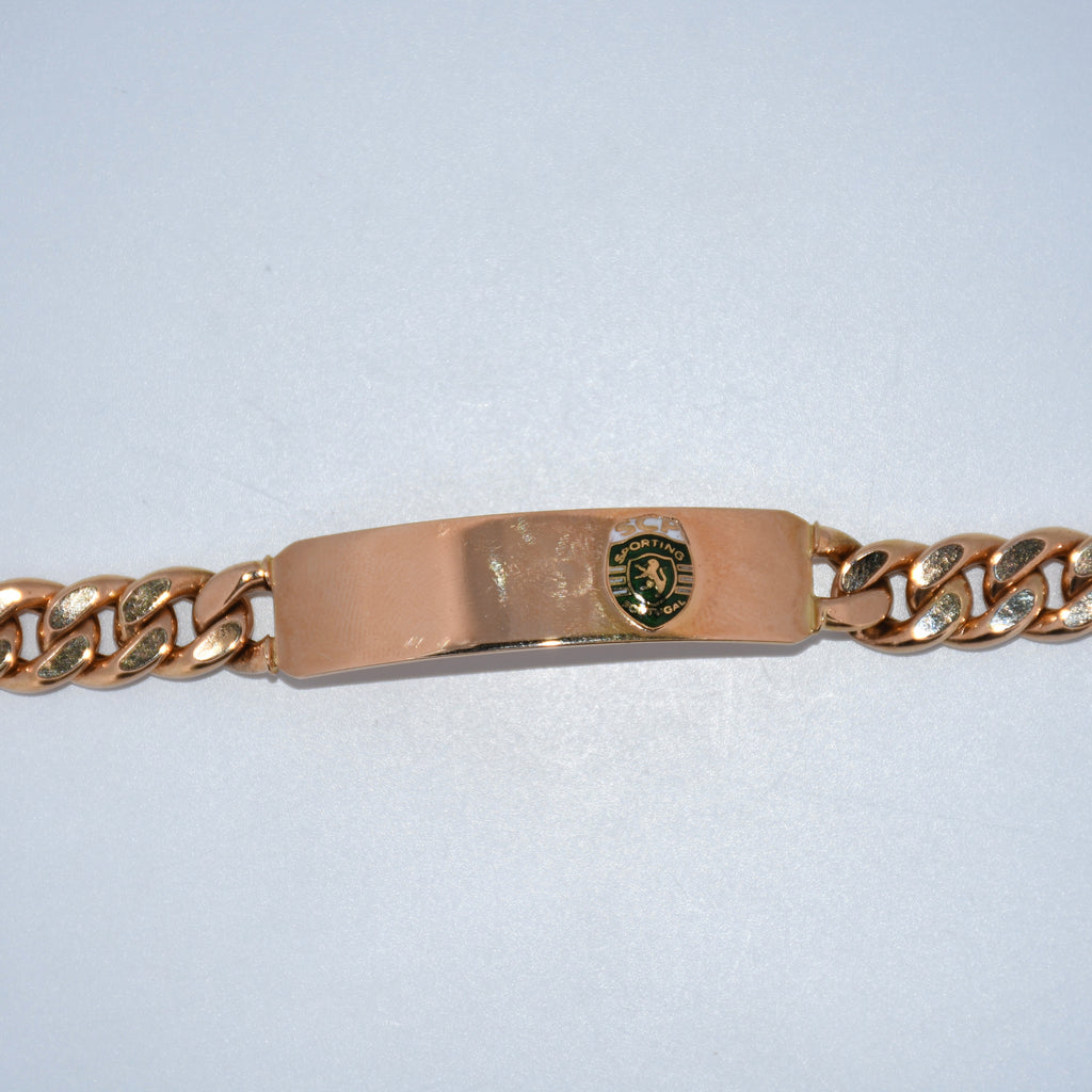 19.2K Portuguese Gold | Hollow Sporting Portugal ID Bracelet 8"