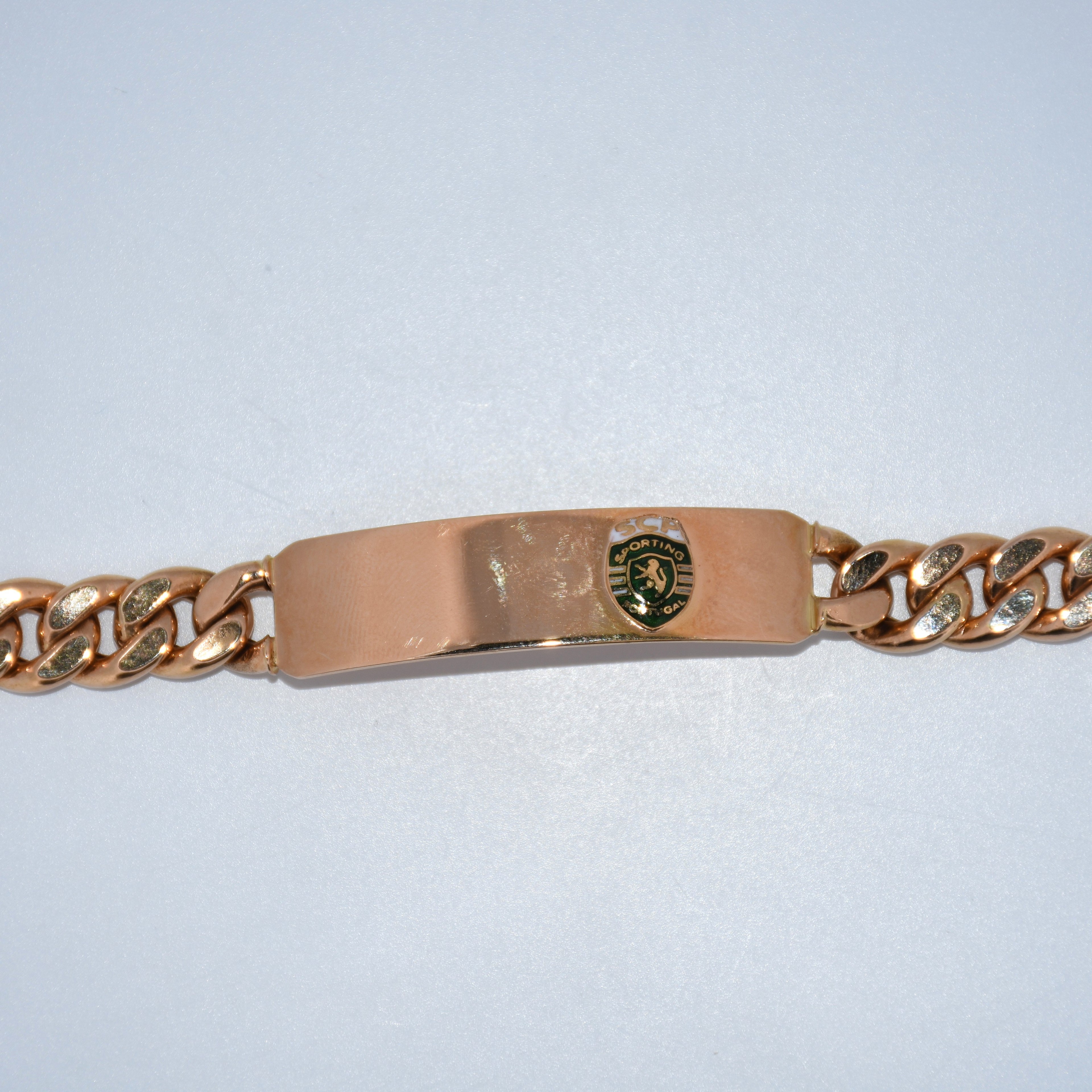 19.2K Portuguese Gold | Hollow Sporting Portugal ID Bracelet 8"