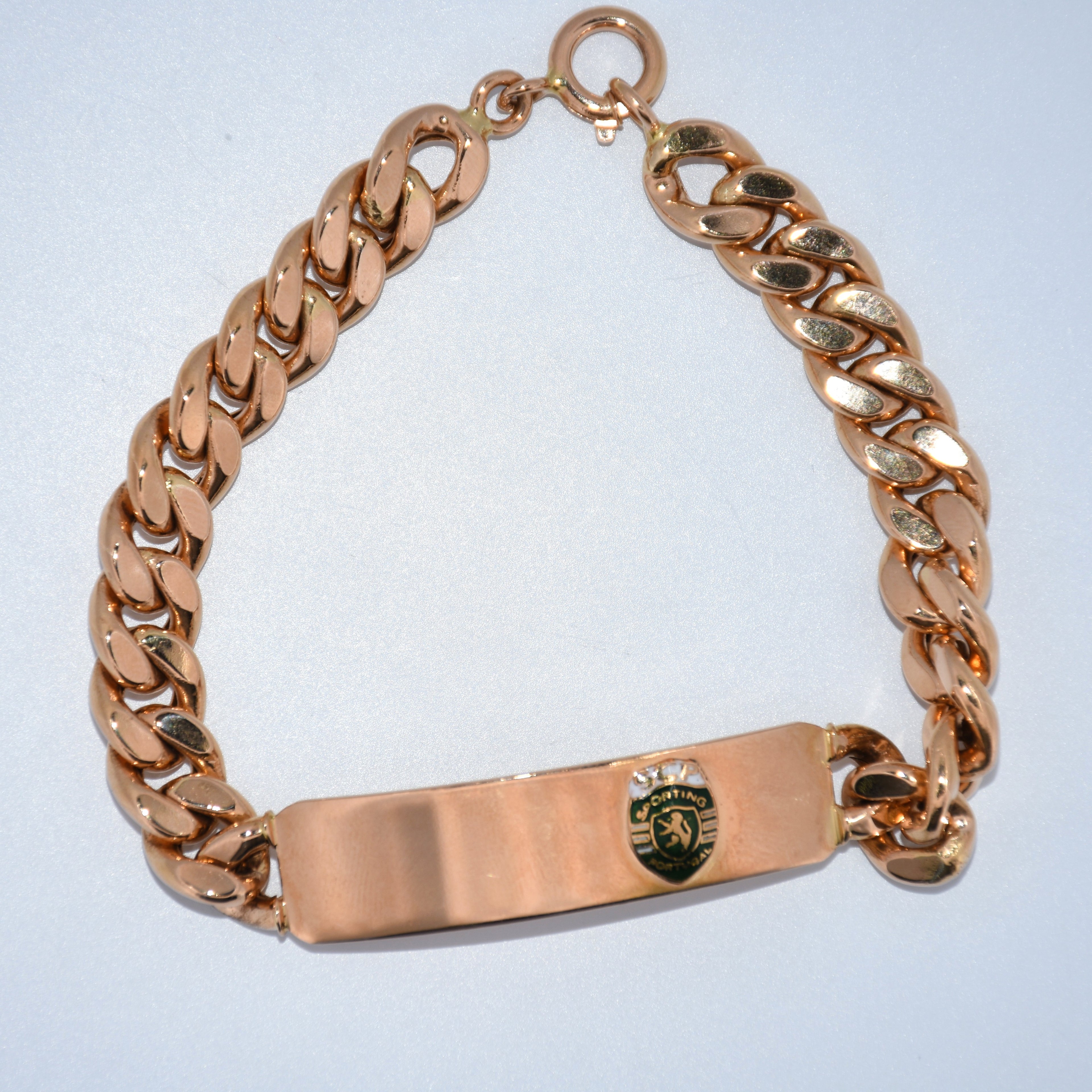 19.2K Portuguese Gold | Hollow Sporting Portugal ID Bracelet 8"