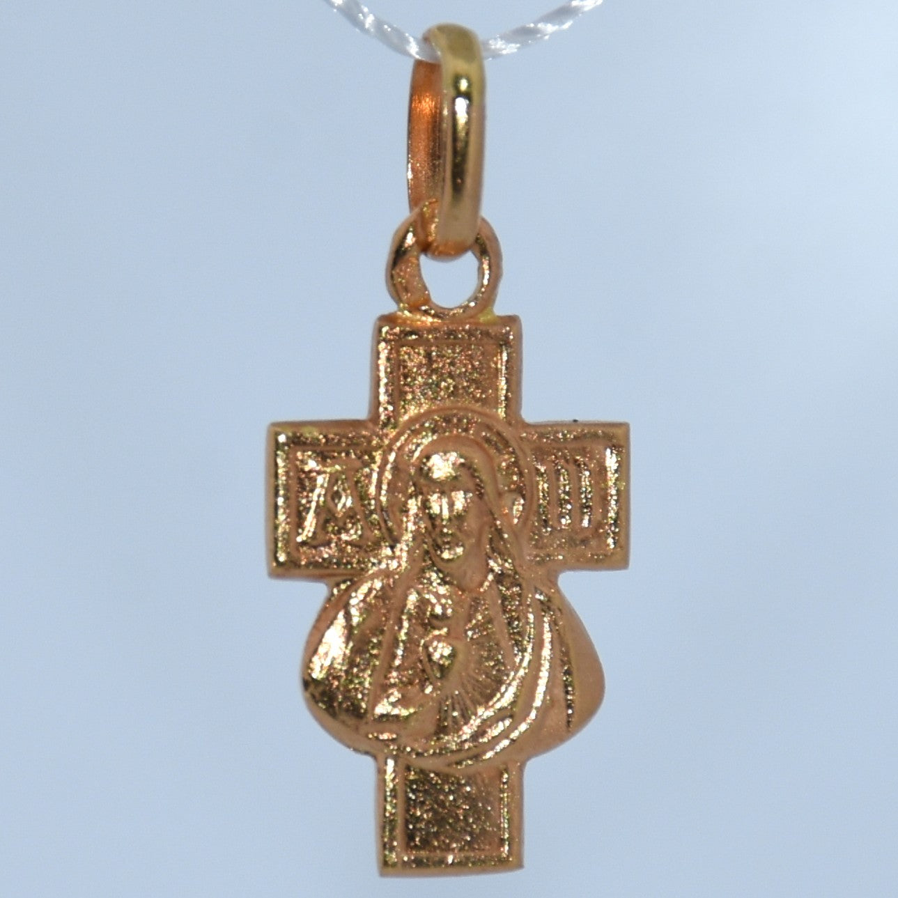 19.2K Portuguese Gold | X-Small Cross with Jesus Charm