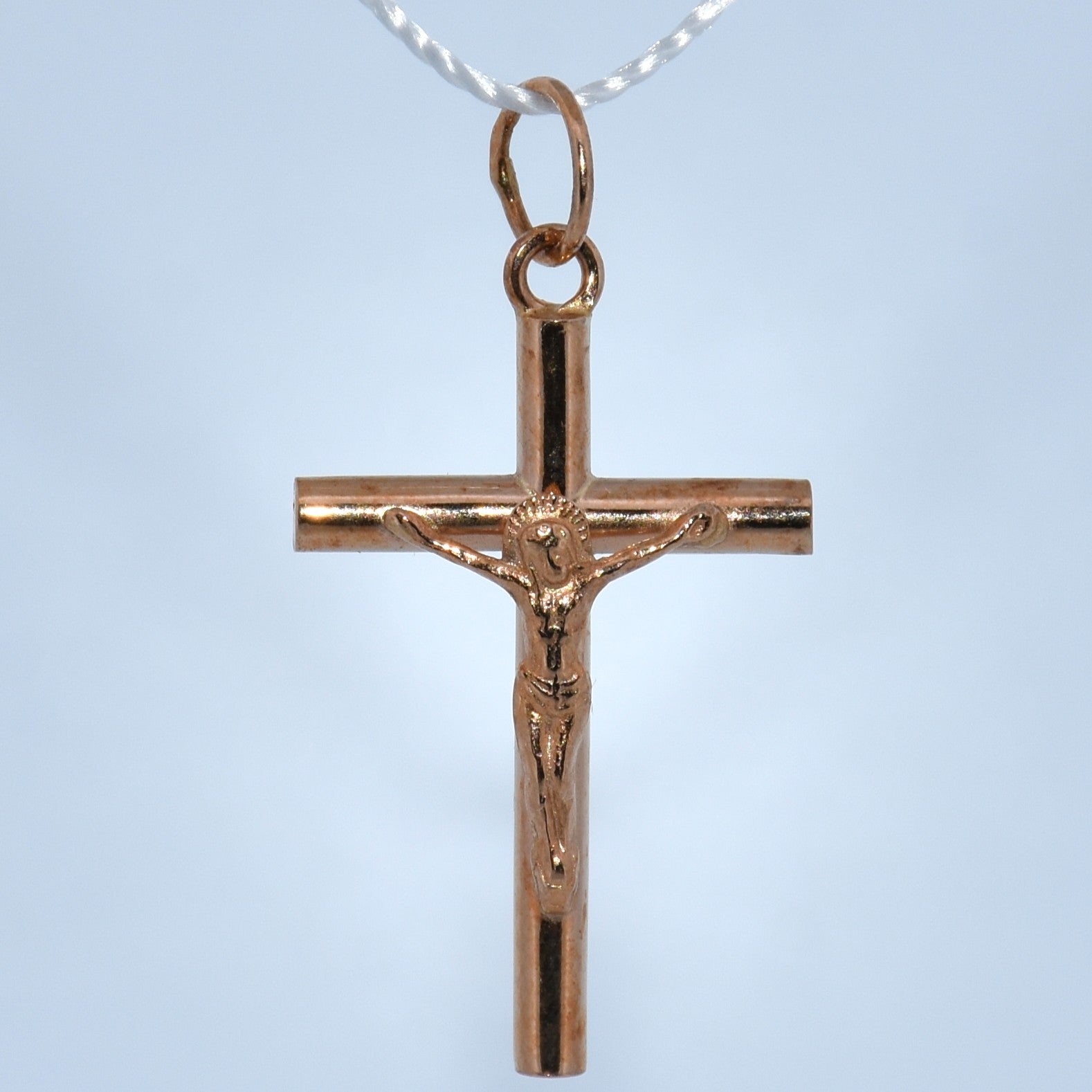 19.2K Portuguese Gold | Polished Hollow Cross with Jesus Pendant