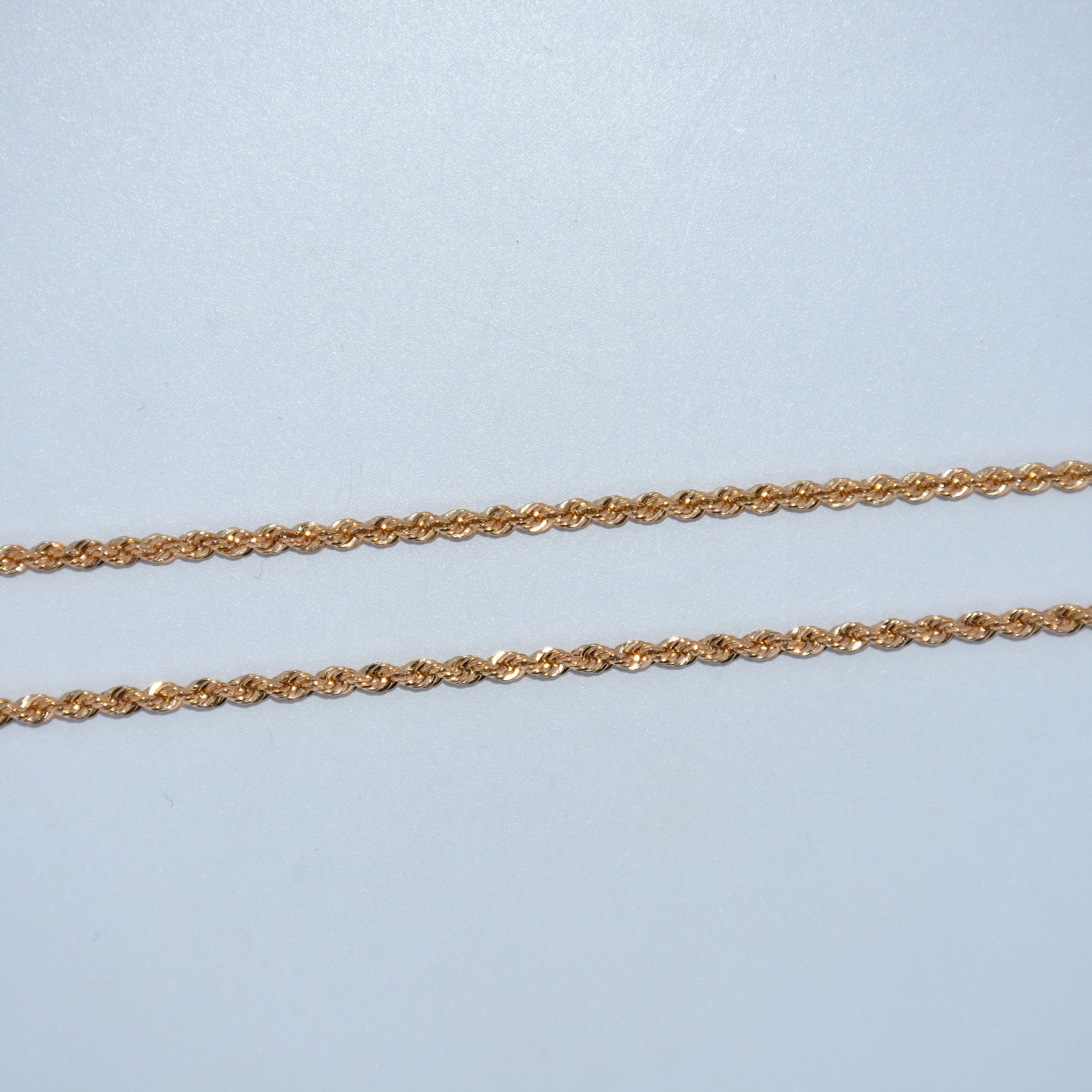 19.2K Portuguese Gold 2.2mm Hollow Rope Chain Necklace