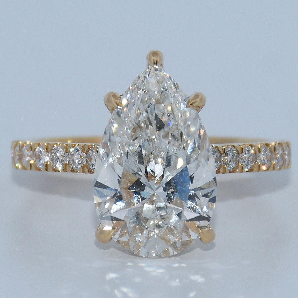 14K Gold | Yellow Hidden Halo Pear 4.05ct Lab diamond Engagement Ring