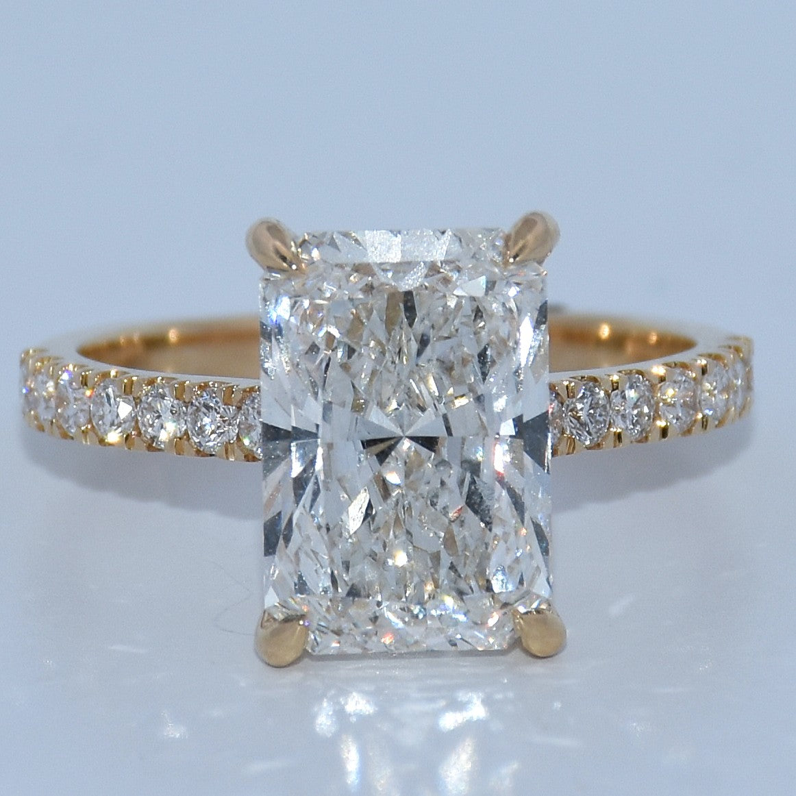 14K Gold | Yellow Hidden Halo Radiant 4.03ct Lab Diamond Engagement Ring
