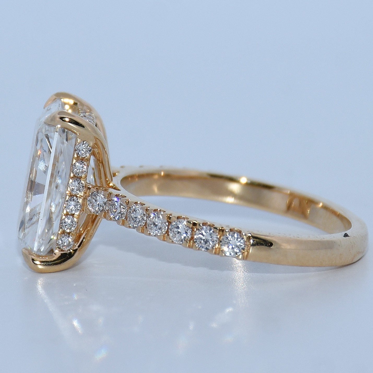 14K Gold | Yellow Hidden Halo Radiant 4.03ct Lab Diamond Engagement Ring