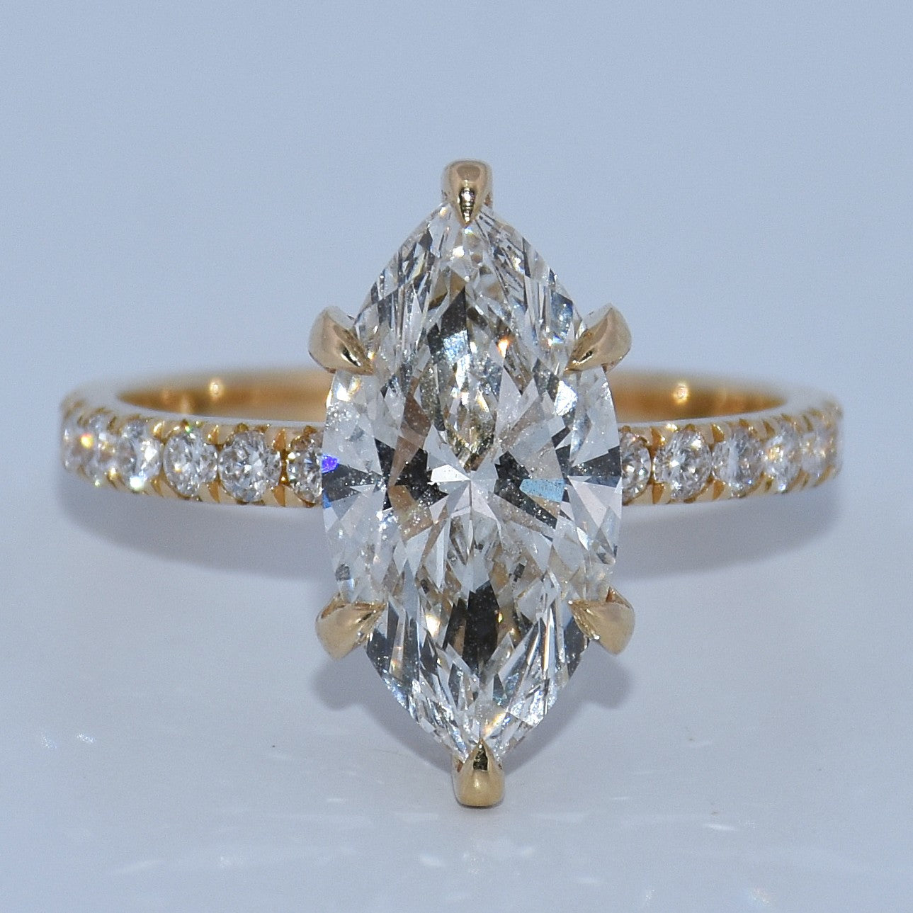 14K Gold | Yellow Hidden Halo Marquise 3.06ct Lab Diamond Engagement Ring