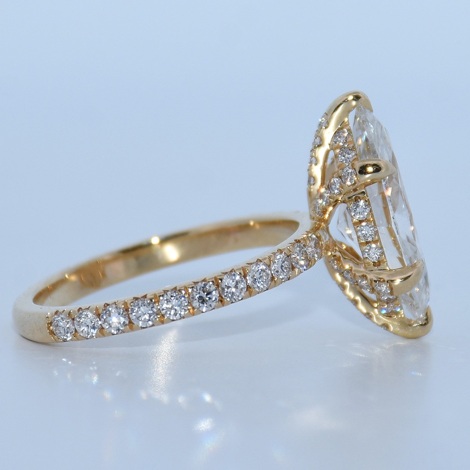 14K Gold | Yellow Hidden Halo Marquise 3.06ct Lab Diamond Engagement Ring