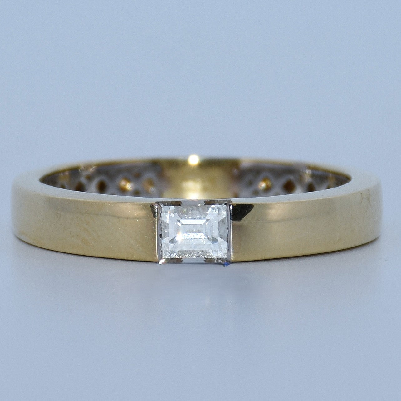 14K Gold & Platinum | Yellow Sideways Baguette Natural Diamond Wedding Band