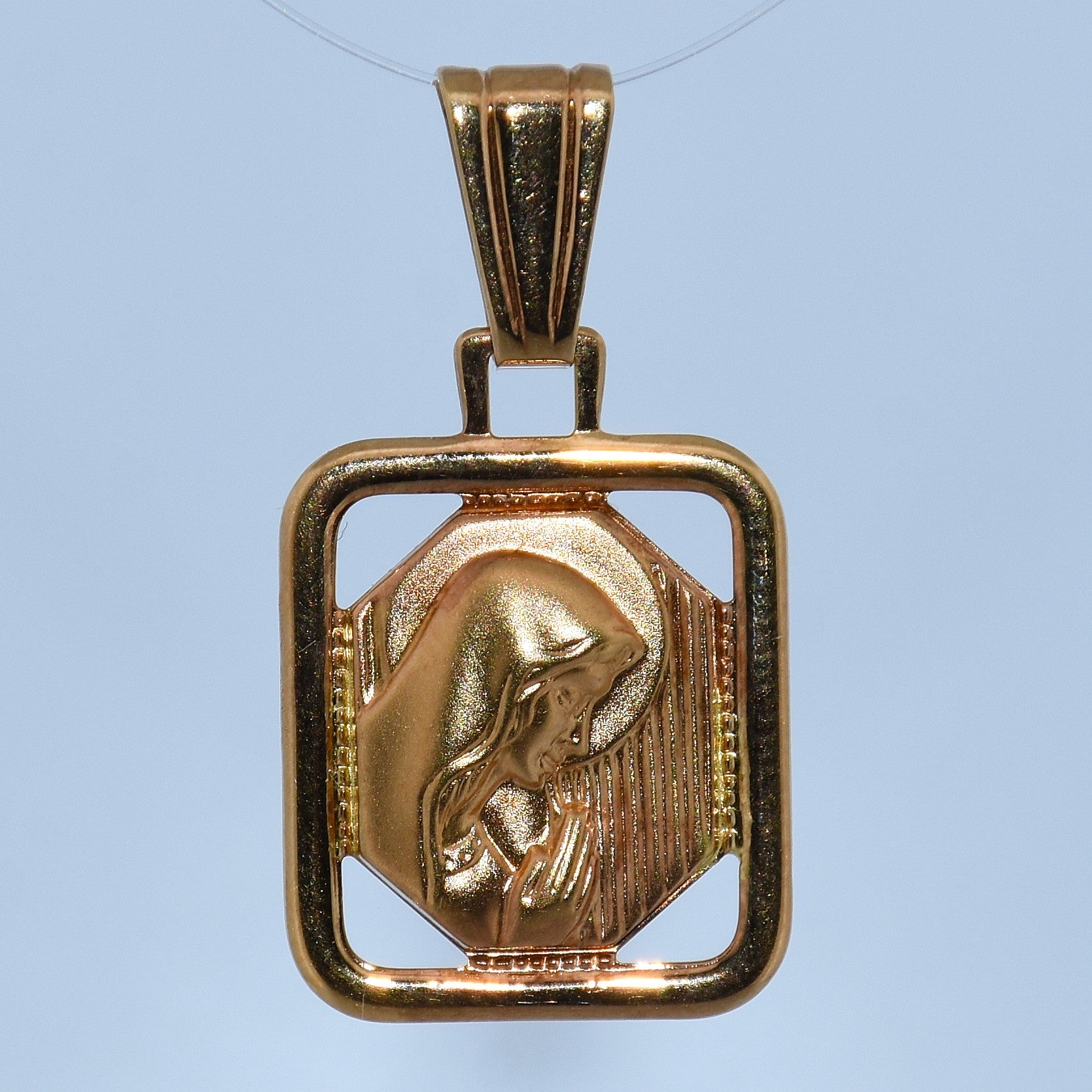 19.2K Portuguese Gold | Square Virgin Mary Pendant