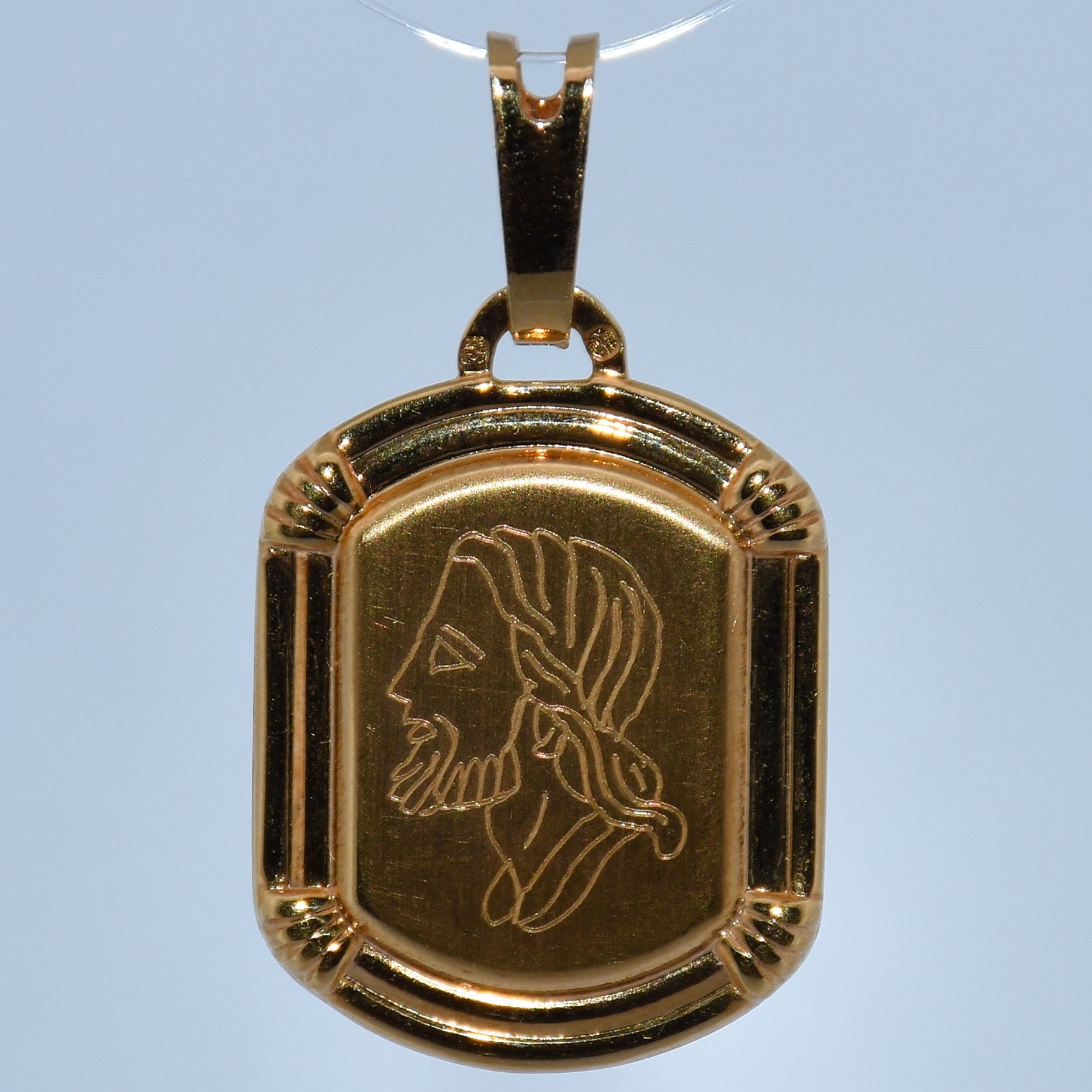 19.2K Portuguese Gold | Square Design Jesus Pendant