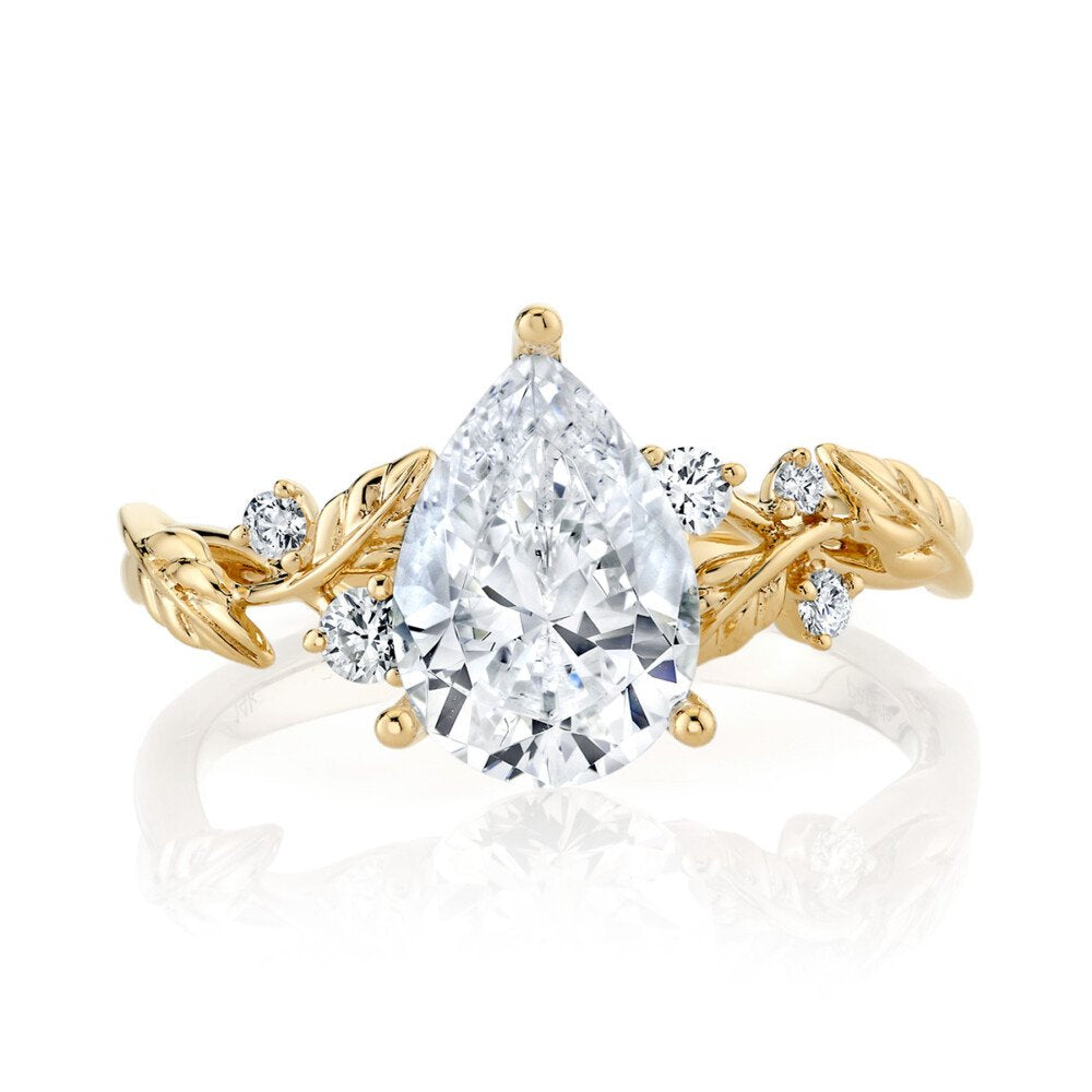 14K Gold | YG Lyria Bridal Semi-Mount Pear Diamond Engagement Ring (Check Description)