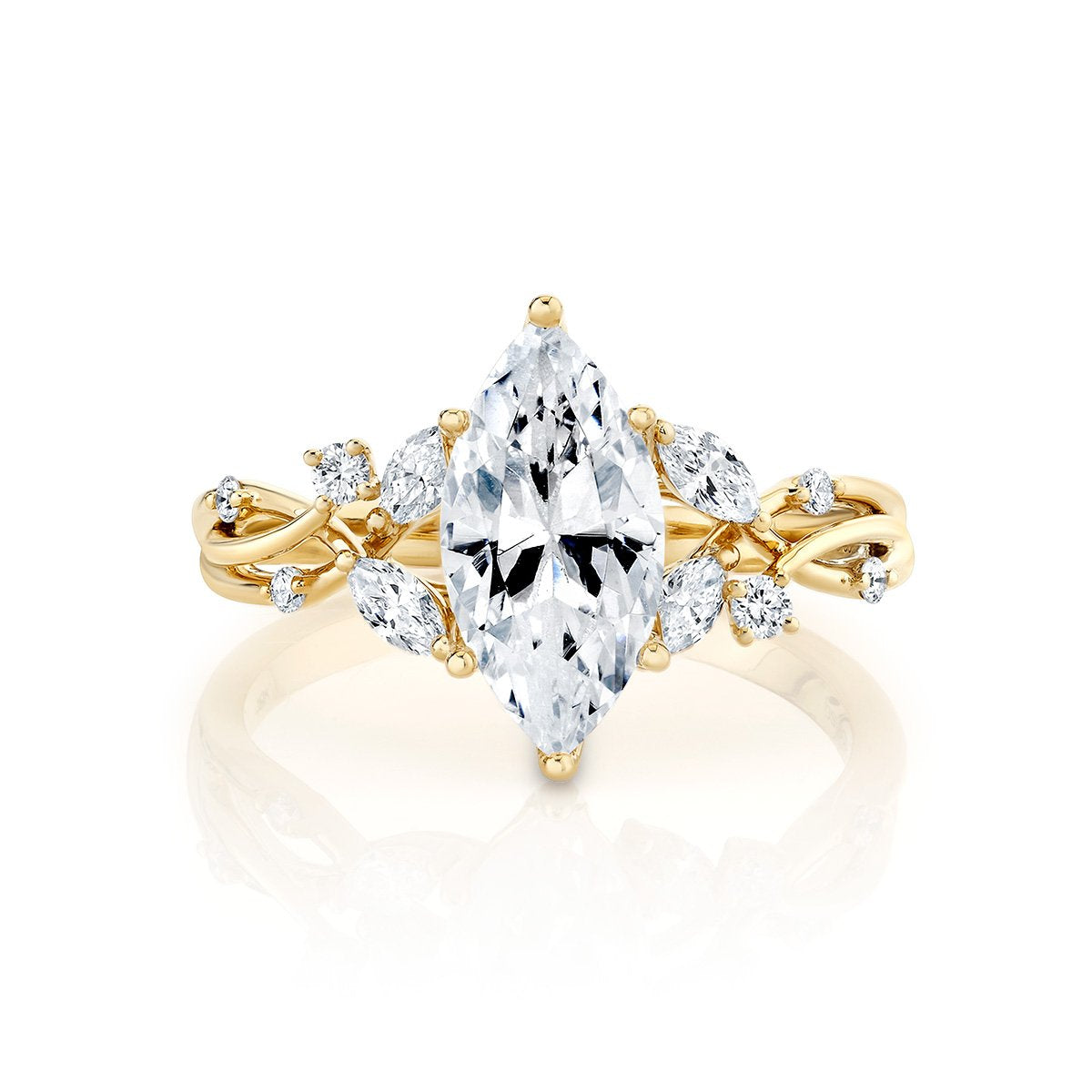 14K Gold | YG Lyria Bridal Semi-Mount Marquise Diamond Engagement Ring (Check Description)