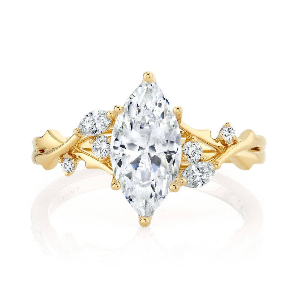 14K Gold | YG Lyria Bridal Marquise Diamond Semi-Mount Engagement Ring (Check Description)