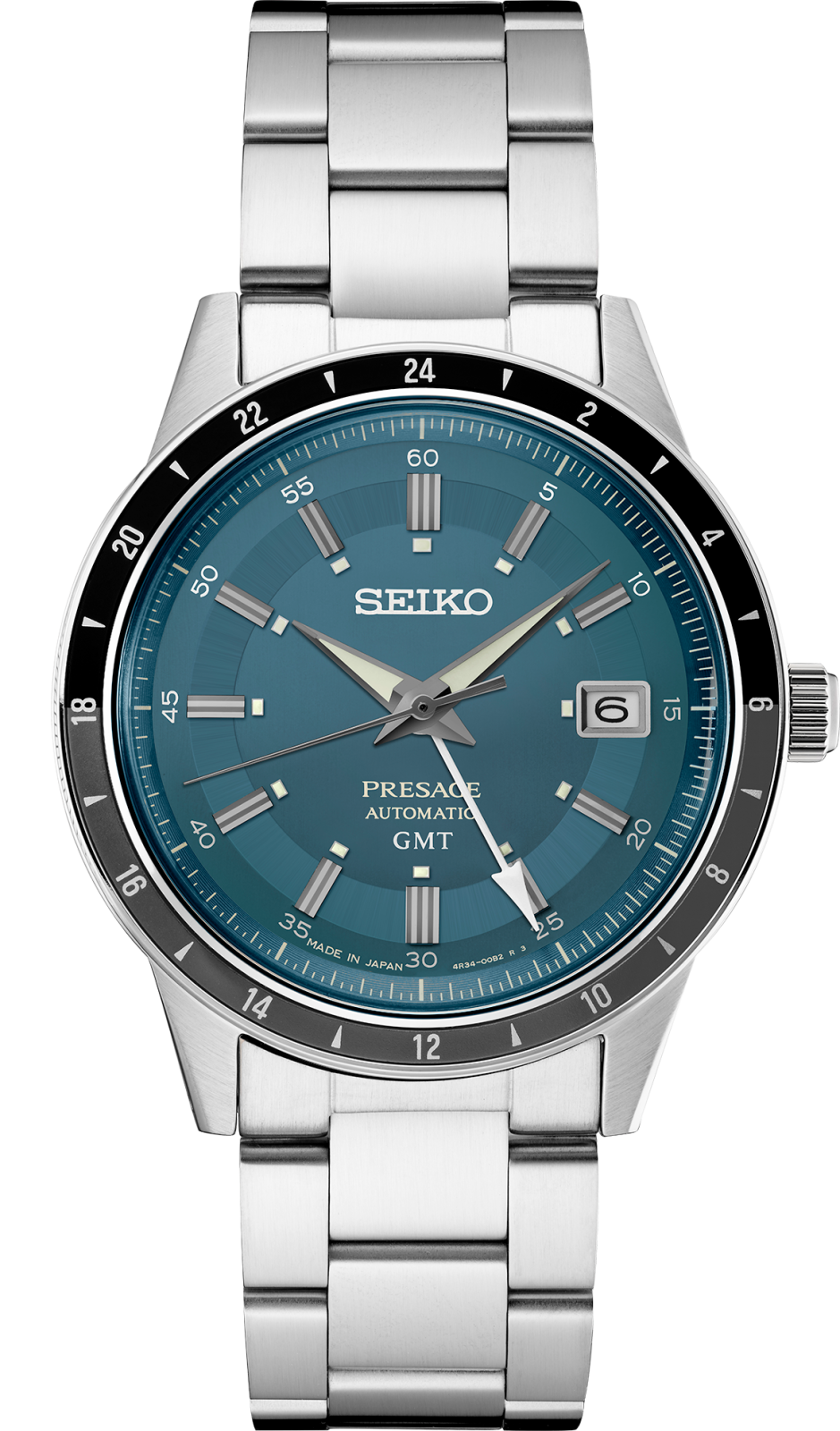 Seiko Presage SSK009 Style 60s SS Automatic GMT Blue Dial Watch