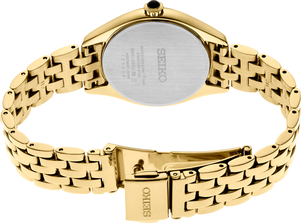 Seiko Essentials SS GP Quartz White Dial Watch SUR538