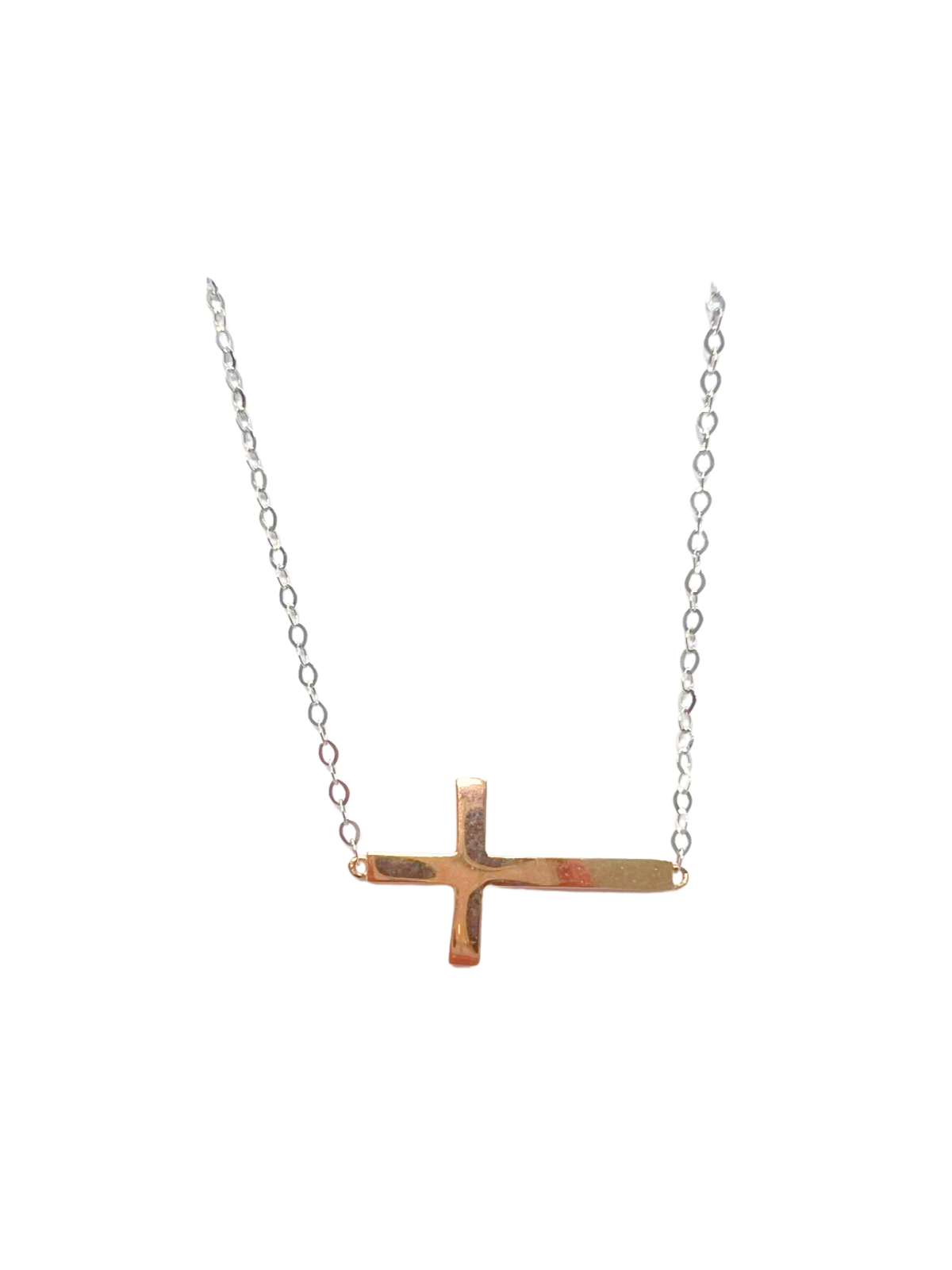 14K Gold | Rose Gold Side-Cross Necklace