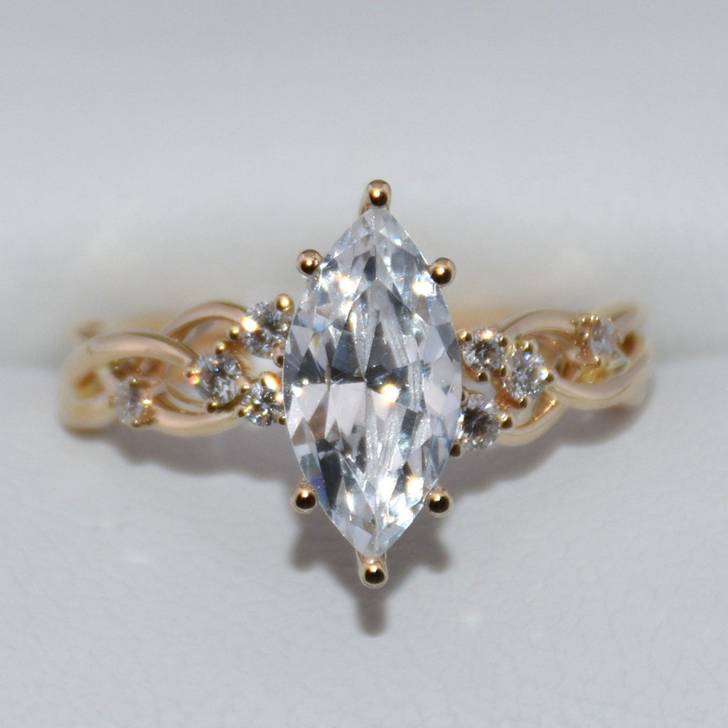 14K Gold | YG Lyria Bridal Semi-Mount Marquise Diamond Engagement Ring (Check Description)