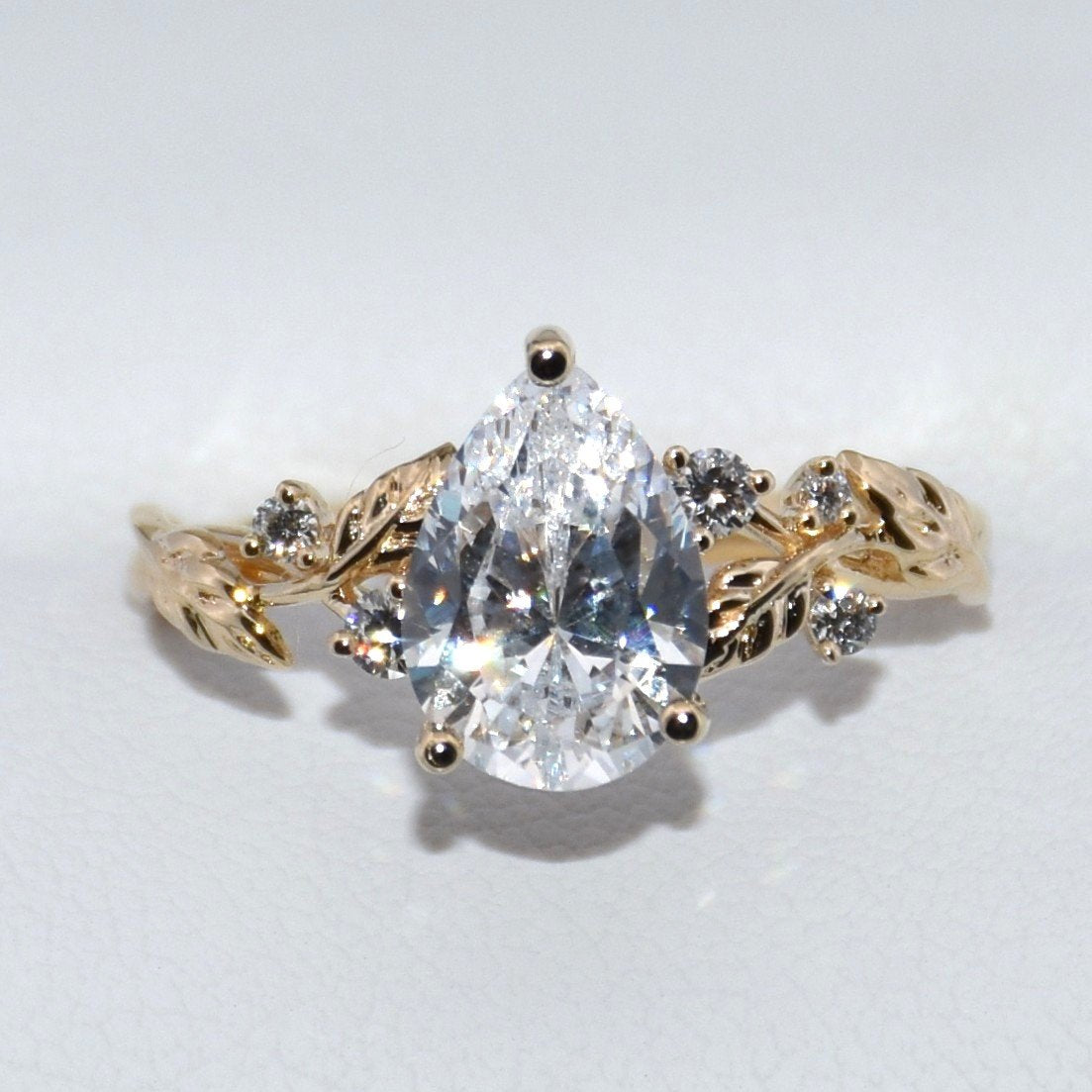 14K Gold | YG Lyria Bridal Semi-Mount Pear Diamond Engagement Ring (Check Description)